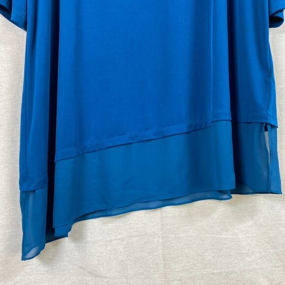 Susan Graver Womens Liquid Knit Tunic Top Size 2X Asymmetric Stretch Mature Blue - Picture 2 of 12